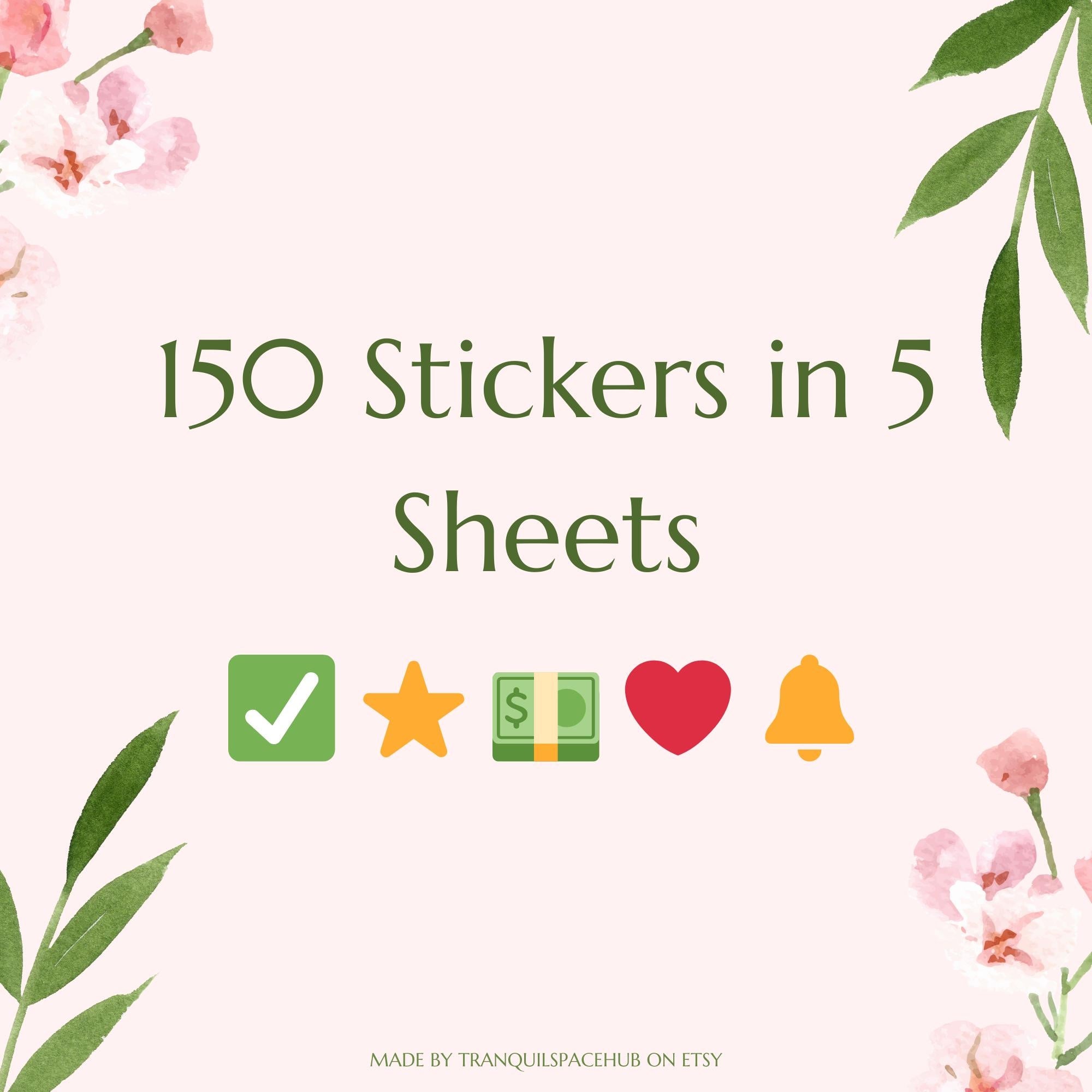 Minimalist Digital Planner Stickers: 150 Icons for GoodNotes, Notability (PDF, PNG)