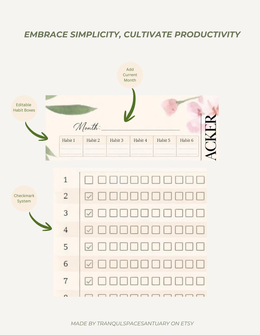 Editable Monthly Habit Tracker Printable- Stay Consistent in Style