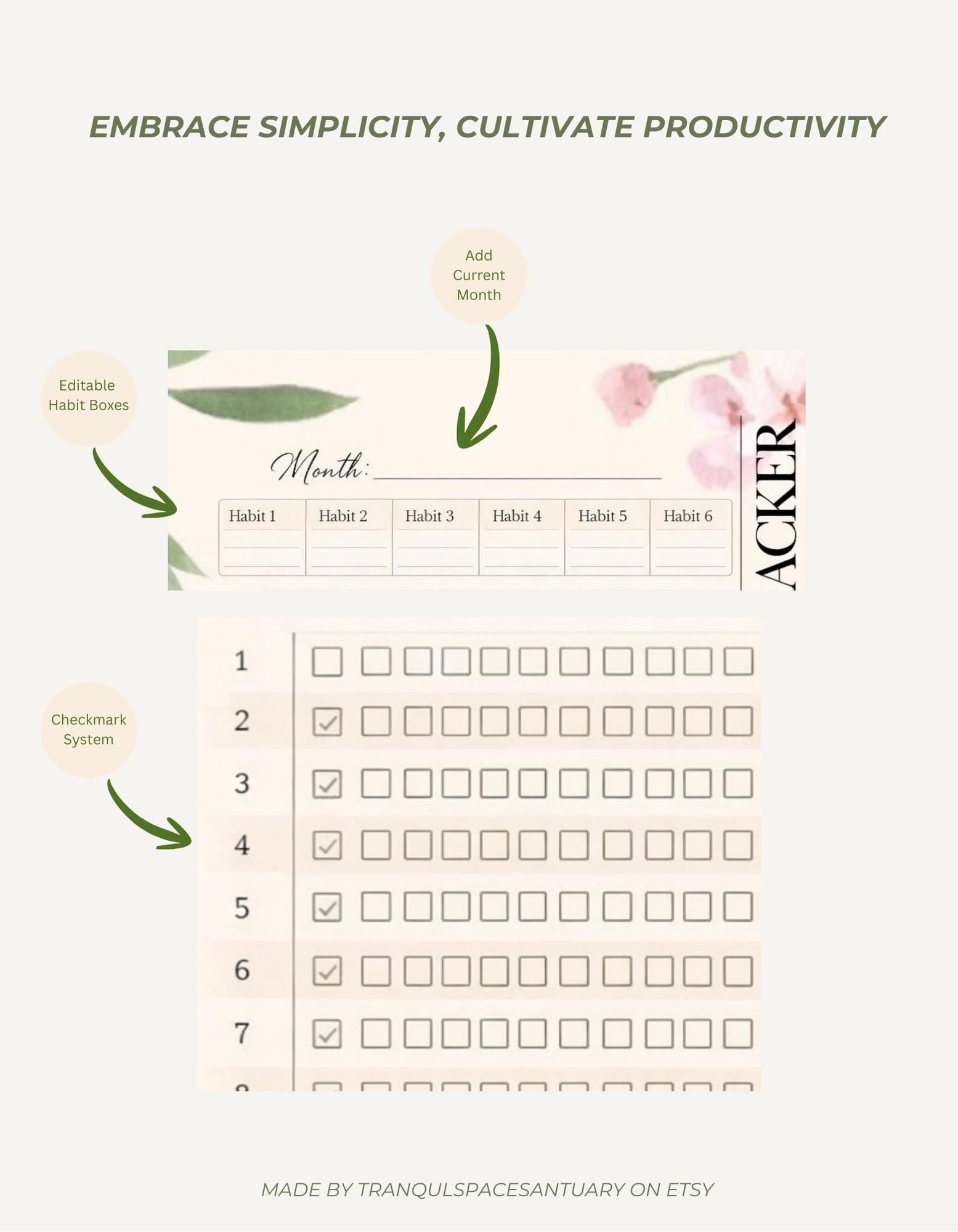 Editable Monthly Habit Tracker Printable- Stay Consistent in Style