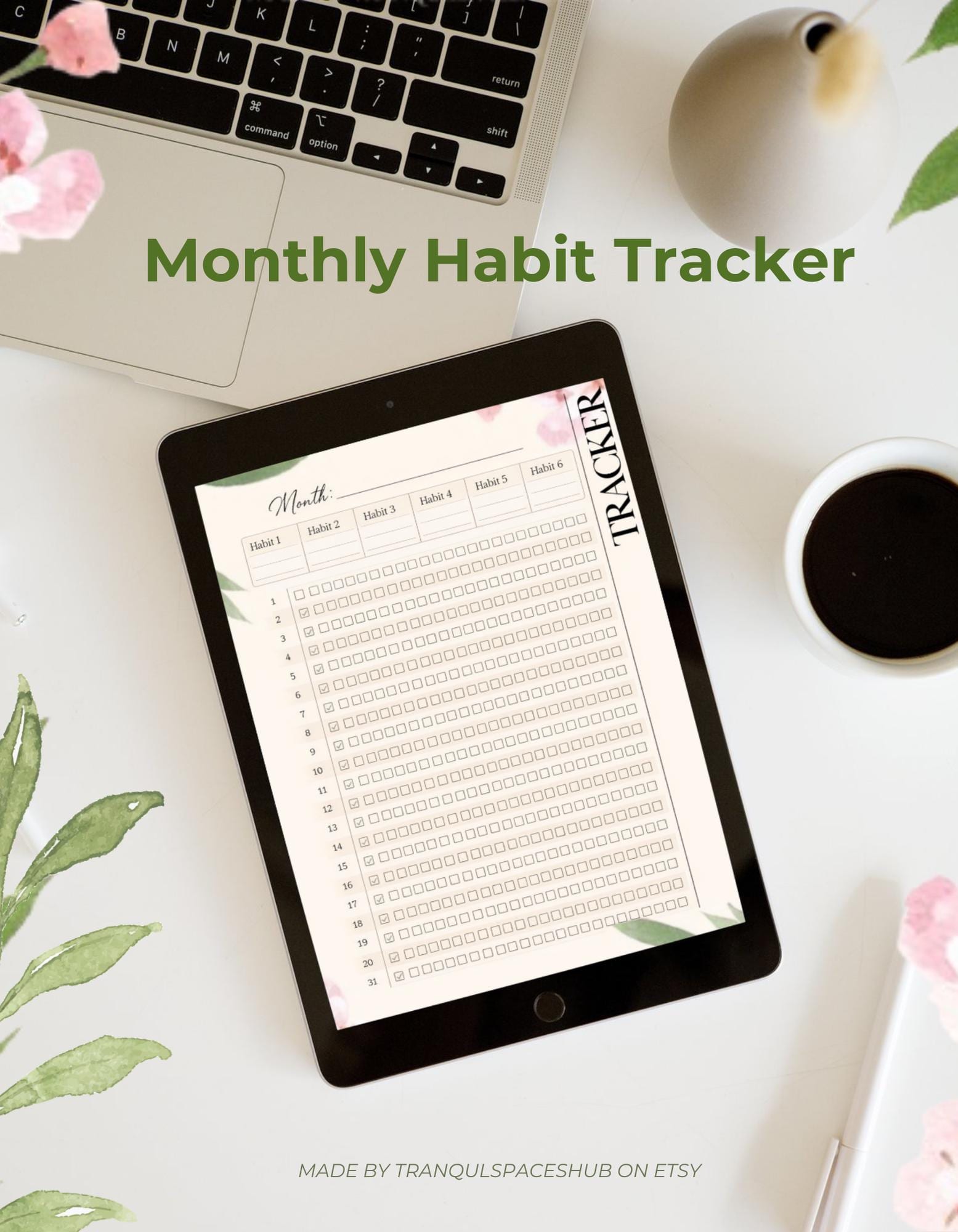 Editable Monthly Habit Tracker Printable- Stay Consistent in Style
