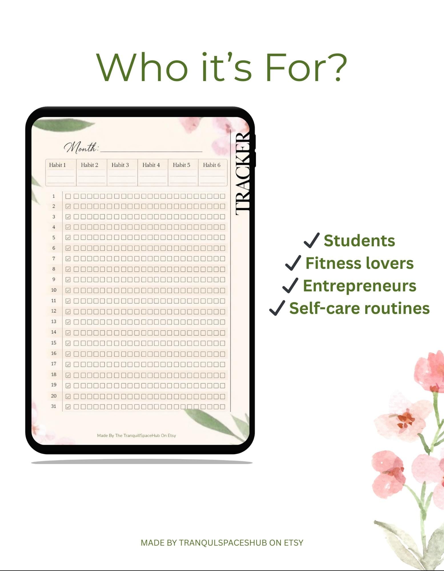 Editable Monthly Habit Tracker Printable- Stay Consistent in Style