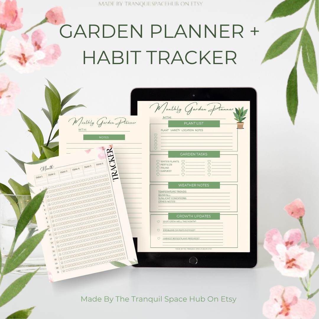 Botanical Garden Planner & Habit Tracker Bundle | Plant Care Log (Digital Download)