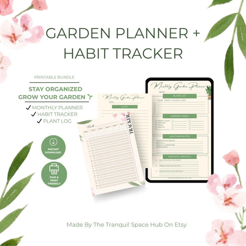 Botanical Garden Planner & Habit Tracker Bundle | Plant Care Log (Digital Download)